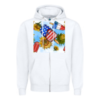 White 4th of july sunflowers ice cream seamless pattern Zipper Hoodie - BundleAndBundleShop
