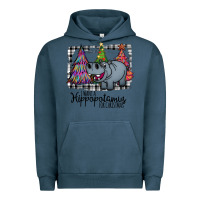 Pigment Midnight Navy I Want Hippopotamus For Christmas Urban Hoodie - Bettercallsaul
