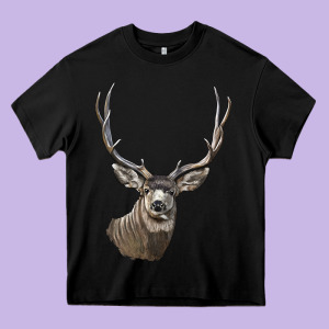 Mule Buck Deer Head Heavy Core Tee Designed By Lillyallendesigns