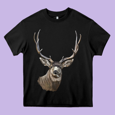 Mule Buck Deer Head Heavy Core Tee Designed By Lillyallendesigns