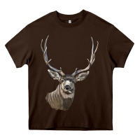 Chocolate Brown Mule Buck Deer Head Heavy Core Tee - LillyAllenDesigns