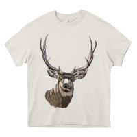 Cream Mule Buck Deer Head Heavy Core Tee - LillyAllenDesigns