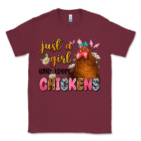 Burgundy just a girl who loves chickens Classic Tee - JahusDesignShop