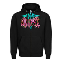 Black floral nurse Zipper Hoodie - AdoDesignShop
