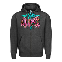 Charcoal Heather floral nurse Zipper Hoodie - AdoDesignShop