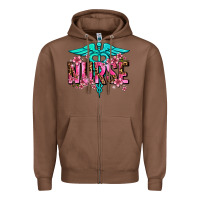 Chestnut floral nurse Zipper Hoodie - AdoDesignShop