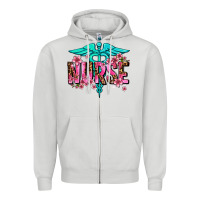 Dove Grey floral nurse Zipper Hoodie - AdoDesignShop