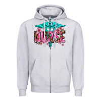 Heather Grey floral nurse Zipper Hoodie - AdoDesignShop