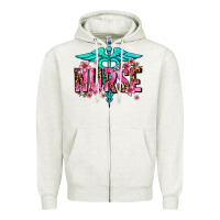 Oatmeal Heather floral nurse Zipper Hoodie - AdoDesignShop