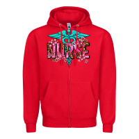Red floral nurse Zipper Hoodie - AdoDesignShop