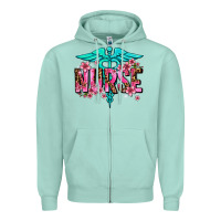 Seafoam floral nurse Zipper Hoodie - AdoDesignShop