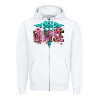 White floral nurse Zipper Hoodie - AdoDesignShop