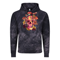 Cloud Black Floral skeleton with mushrooms Vintage Hoodie - RanaPortraitStore