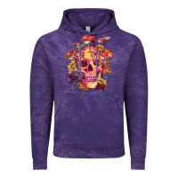 Cloud Purple Floral skeleton with mushrooms Vintage Hoodie - RanaPortraitStore