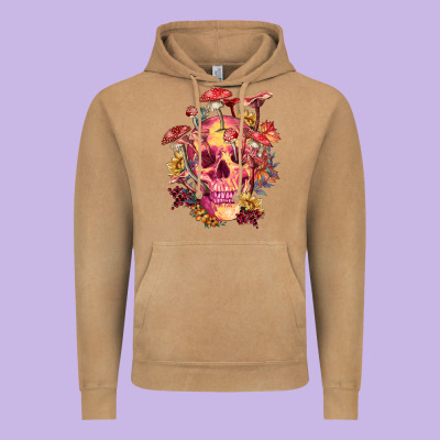 Vintage Hoodie Floral skeleton with mushrooms