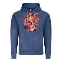 Vintage Denim Floral skeleton with mushrooms Vintage Hoodie - RanaPortraitStore