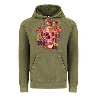 Vintage Olive Floral skeleton with mushrooms Vintage Hoodie - RanaPortraitStore