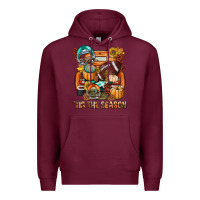 Burgundy Tis The Season Fall Football Truck Premium Hoodie - BundleAndBundleShop