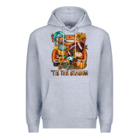 Heather Grey Tis The Season Fall Football Truck Premium Hoodie - BundleAndBundleShop