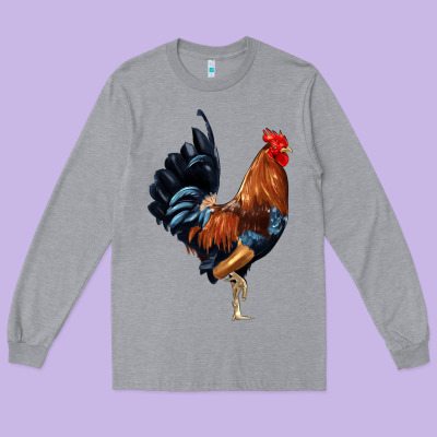 Cockerel Long Sleeve Tee Designed By Jahusdesignshop