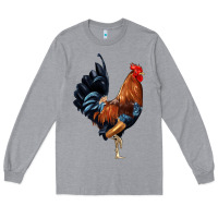 Heather Grey cockerel Long Sleeve Tee - JahusDesignShop