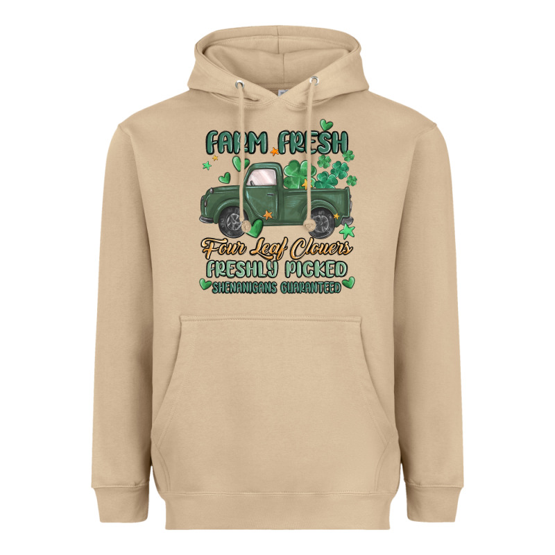 Farm Fresh Four Leaf Clovers Heavyweight Hoodie by MaliasSmallBusiness | Teevron