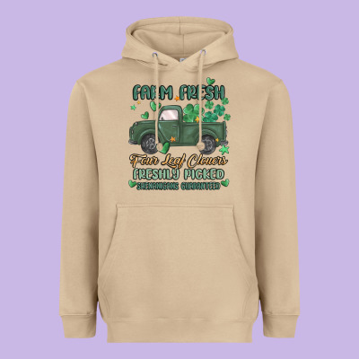 Farm Fresh Four Leaf Clovers Heavyweight Hoodie Designed By Maliassmallbusiness