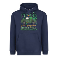 Navy farm fresh four leaf clovers Heavyweight Hoodie - MaliasSmallBusiness