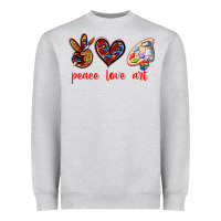 Heather Grey peace love art Heavyweight Sweatshirt - texasbilliewilder