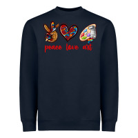 Navy peace love art Heavyweight Sweatshirt - texasbilliewilder