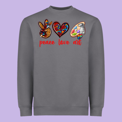 Peace Love Art Heavyweight Sweatshirt Designed By Texasbilliewilder