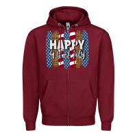 Burgundy happy 4th of july brushstrokes Zipper Hoodie - BundleAndBundleShop