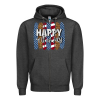 Charcoal Heather happy 4th of july brushstrokes Zipper Hoodie - BundleAndBundleShop