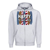 Heather Grey happy 4th of july brushstrokes Zipper Hoodie - BundleAndBundleShop