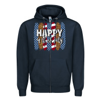 Navy happy 4th of july brushstrokes Zipper Hoodie - BundleAndBundleShop