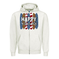 Oatmeal Heather happy 4th of july brushstrokes Zipper Hoodie - BundleAndBundleShop