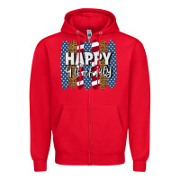 Red happy 4th of july brushstrokes Zipper Hoodie - BundleAndBundleShop