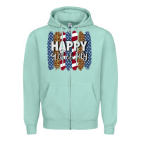 Seafoam happy 4th of july brushstrokes Zipper Hoodie - BundleAndBundleShop