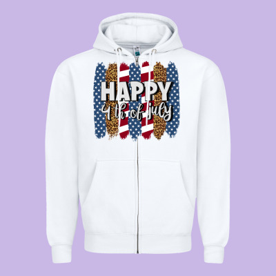 Happy 4th Of July Brushstrokes Zipper Hoodie Designed By Bundleandbundleshop
