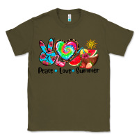 Army Green peace love  summer Classic Tee - AdoDesignShop