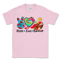 Bubblegum Pink peace love  summer Classic Tee - AdoDesignShop