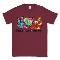 Burgundy peace love  summer Classic Tee - AdoDesignShop