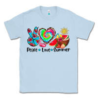 Dusty Blue peace love  summer Classic Tee - AdoDesignShop