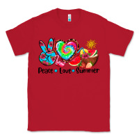 Red peace love  summer Classic Tee - AdoDesignShop