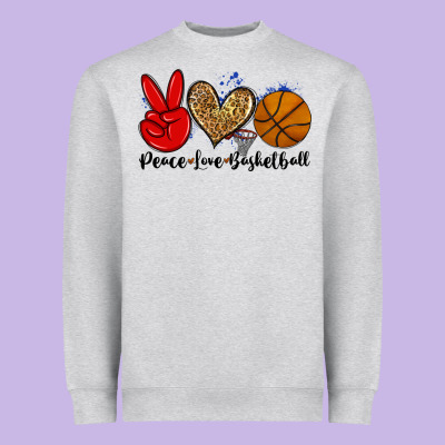 Peace Love Basketball Heavyweight Sweatshirt Designed By Zillion Design Studio