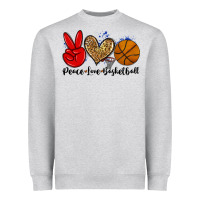 Heather Grey peace love basketball Heavyweight Sweatshirt - Zillion Design Studio