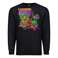 Black mardi gras louisiana map Premium Sweatshirt - MaliasSmallBusiness