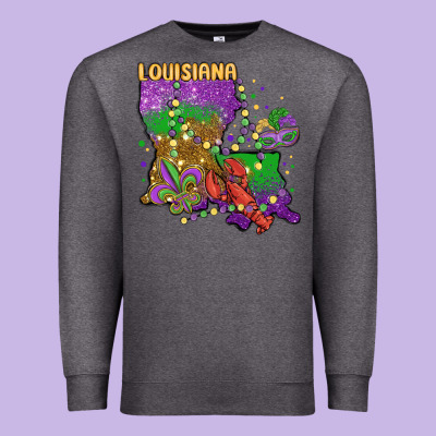 Mardi Gras Louisiana Map Premium Sweatshirt Designed By Maliassmallbusiness