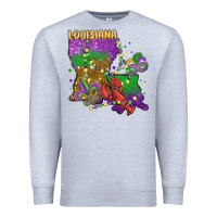 Heather Grey mardi gras louisiana map Premium Sweatshirt - MaliasSmallBusiness