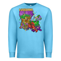 Ocean Blue mardi gras louisiana map Premium Sweatshirt - MaliasSmallBusiness